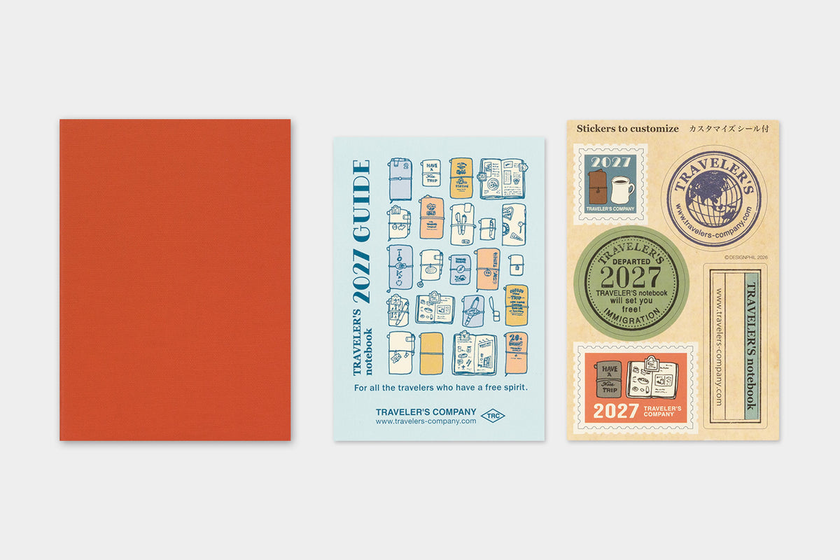 TRAVELER'S notebook 2027 Monthly Diary (Passport Size)
Welcome the upcoming year in high spirits with TRAVELER'S notebook 2027 Diary lineup where each notebook becomes unique by adding your personal flare!