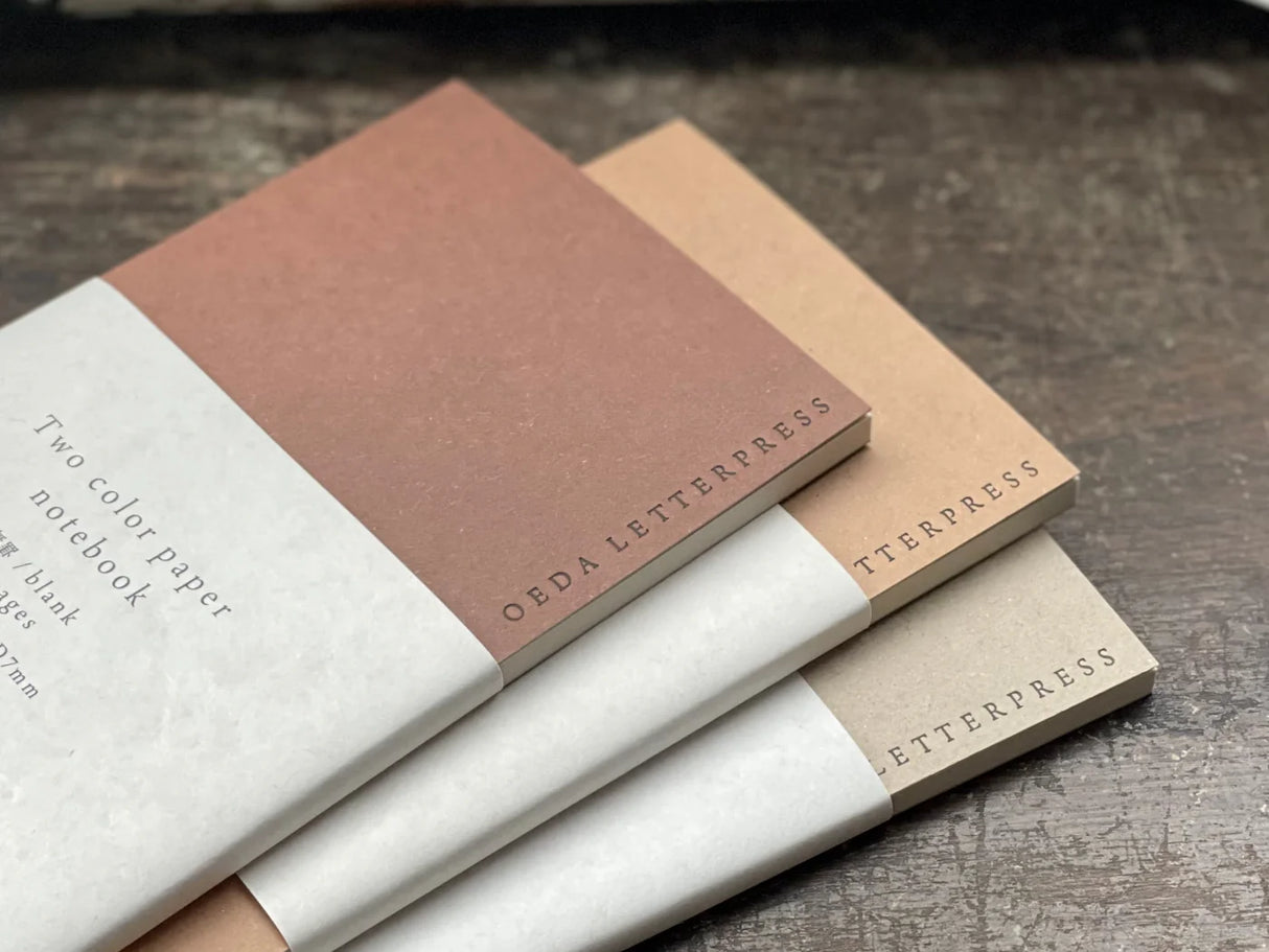 Oeda Two Color Paper Notebook - Beige