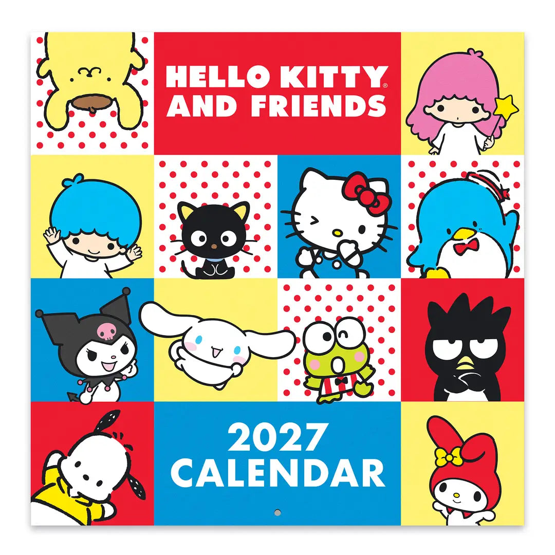 Make 2027 your best year yet with this classic 12" × 12" Hello Kitty® and Friends Wall Calendar (Jan.–Dec. 2027). Filled with super cute artwork, this 12-month calendar doubles as cheerful wall décor, brightening any space while helping you stay organized all year.
• 12"w x 12"h closed
• 12 months (Jan.–Dec. 2027)
• 13 pages; 150 gsm acid-free, FSC®-certified paper
• Saddle-stitch binding
© 2026 SANRIO CO., LTD. Used Under License.