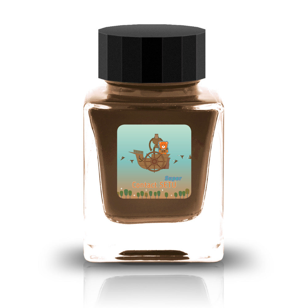 The Three-Year Anniversary Contact Collection features rich, vibrant colors with a smooth writing experience and fascinating characteristics such as shimmer and scent. The “Super” inks contain iridescent shimmer particles that shift color with the light, while the scented inks add a sensory twist to your writing. Please note that scented inks may feather when a large amount is applied—using fountain pen–friendly paper is recommended for the best results.