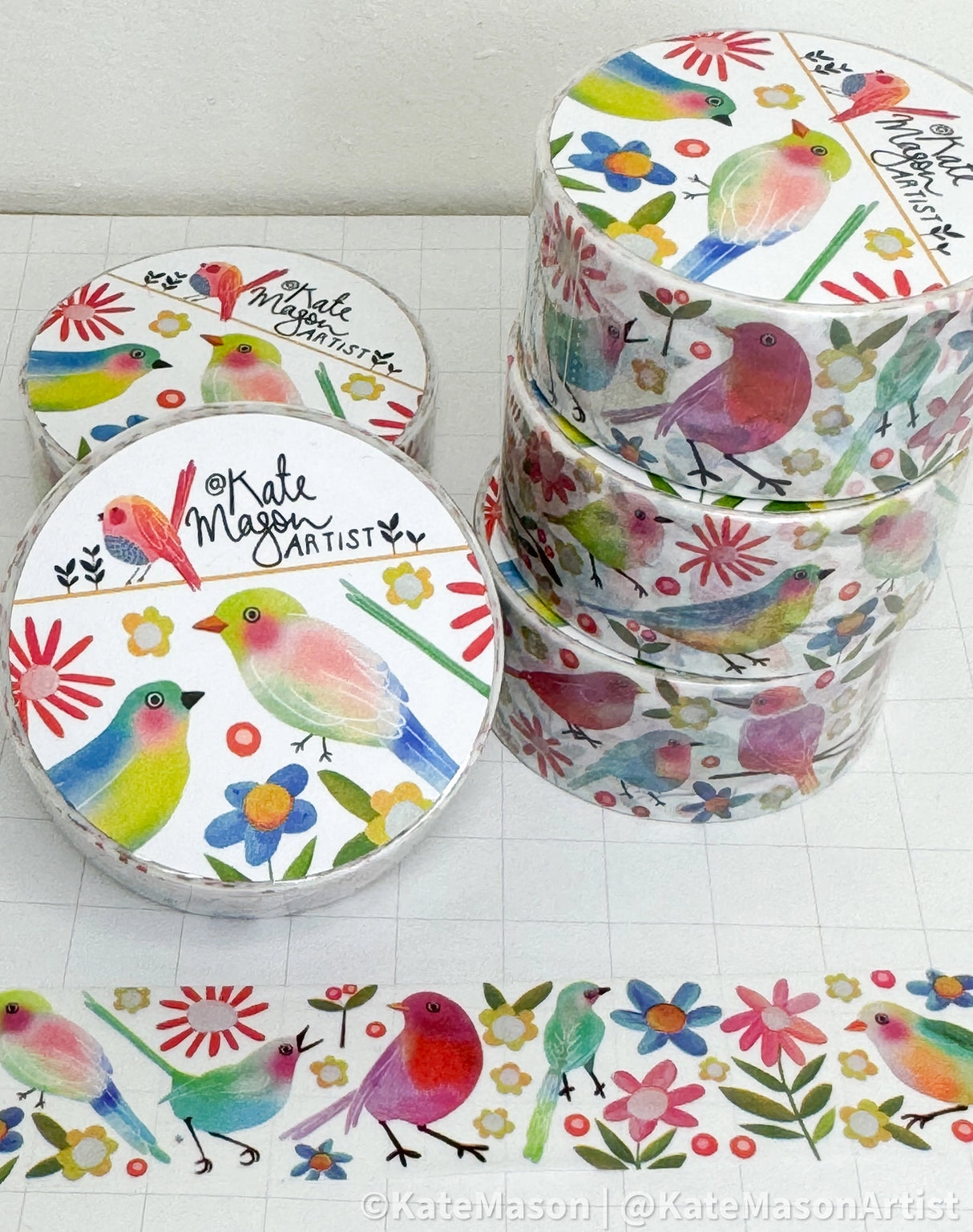 Kate Mason Artist - Rainbow Birds Washi Tape