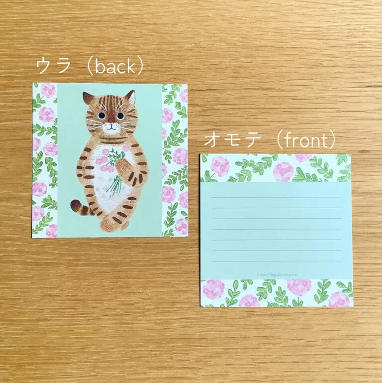 4legs Cat Memo - New #1 Kita
Featuring charming watercolor of a cat from Japanese illustrator 4legs
It is a convenient size that is not too big or too small. Please use it as a communication tool for small thank you and announcements. There are no lines on the front side, so you can use it freely as a shop card or business card with stamps and stickers as well as memos and letters. It is a great gift for people who like paper. The gorgeous and gentle designs&nb