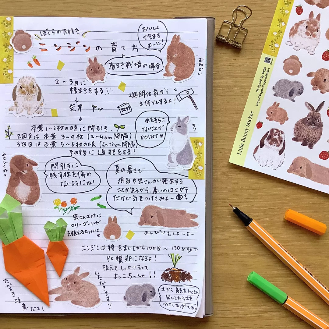 Featuring sweet rabbit illustrations and soft seasonal accents, this sheet adds a gentle, whimsical feel to journals, planners, cards, and happy mail.
Size: approx. 3.75in x 4.75in
Contents: 1 sheet