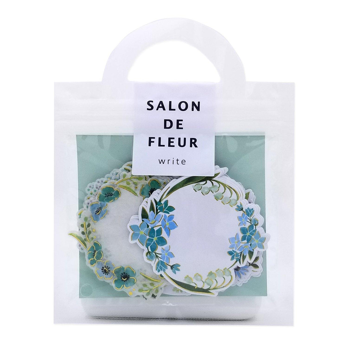 Mint Flower Wreath Flake Sticker (40pcs)