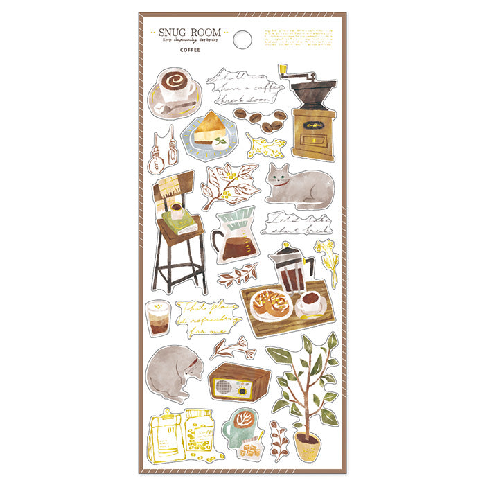 Pegatina para habitación acogedora con diseño de café