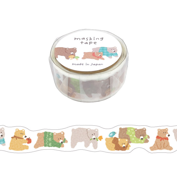 Cinta washi de Hokkori con forma de oso