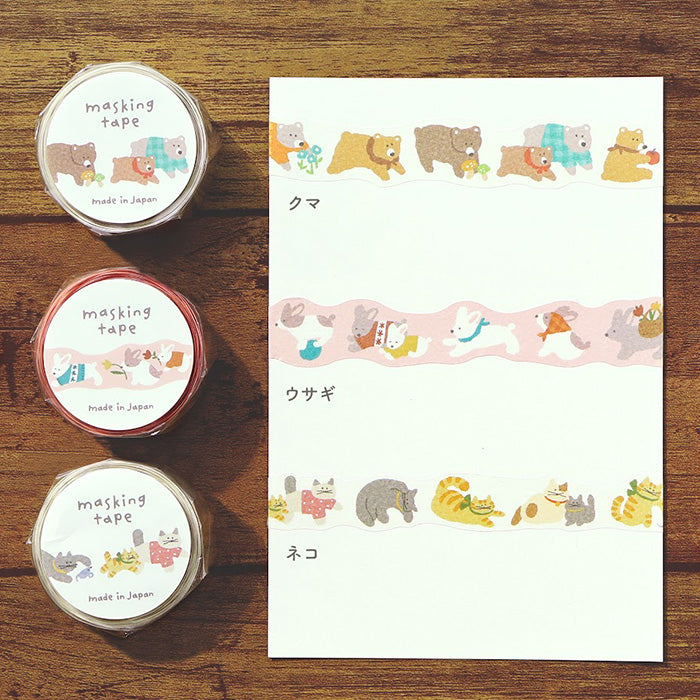 Cinta washi de Hokkori con forma de oso