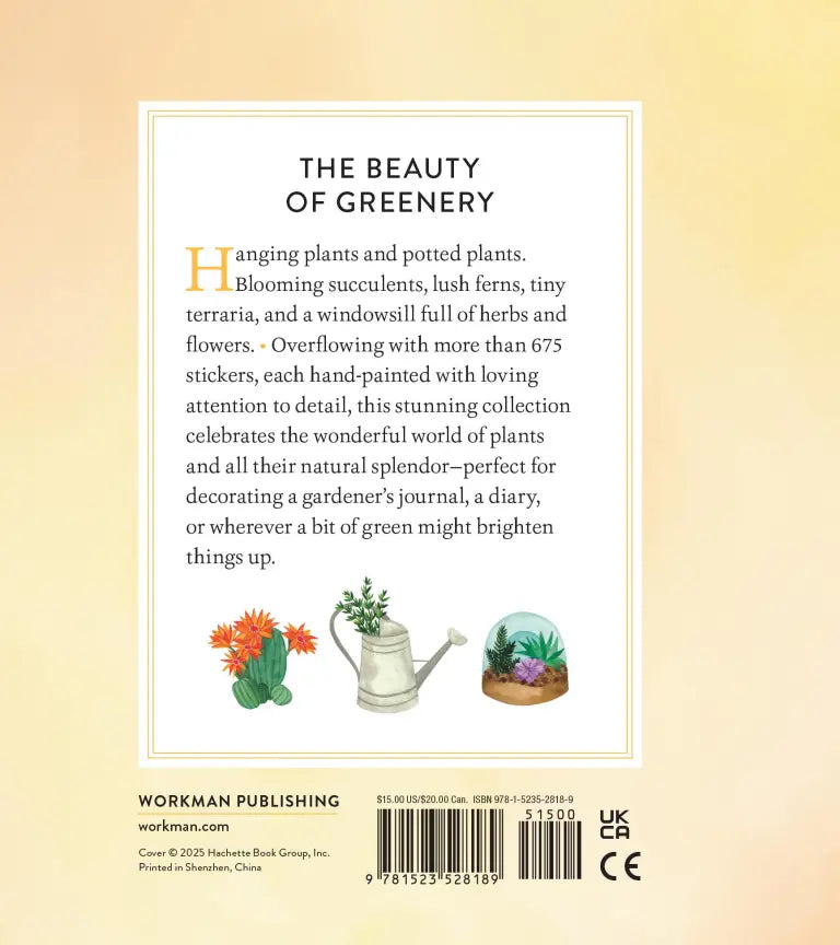 A collection of 675+ beautifully illustrated stickers for every plant enthusiast.
Immerse yourself in the world of plants with this stunning collection of hand-painted stickers, each one a loving ode to the greenery all around us. Potted houseplants add coziness to a sunny windowsill; prickly cacti adorn a warm desert landscape; ladybugs and tulips hide among an inviting garden oasis; tiny terraria perch on a wooden shelf; and much more.
Every sticker is a small work of art, meant to inspire creativity an
