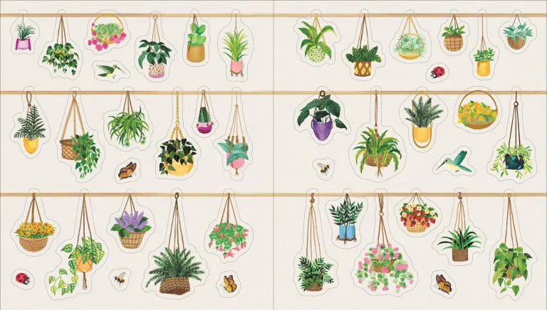 A collection of 675+ beautifully illustrated stickers for every plant enthusiast.
Immerse yourself in the world of plants with this stunning collection of hand-painted stickers, each one a loving ode to the greenery all around us. Potted houseplants add coziness to a sunny windowsill; prickly cacti adorn a warm desert landscape; ladybugs and tulips hide among an inviting garden oasis; tiny terraria perch on a wooden shelf; and much more.
Every sticker is a small work of art, meant to inspire creativity an