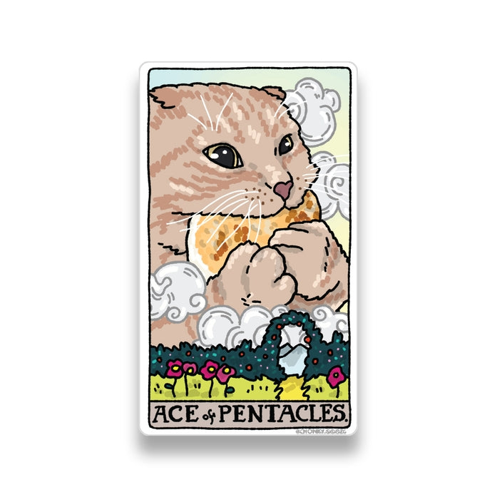Pegatinas de memes de gatos del Tarot del As de Oros (Arcanos Mayores)
