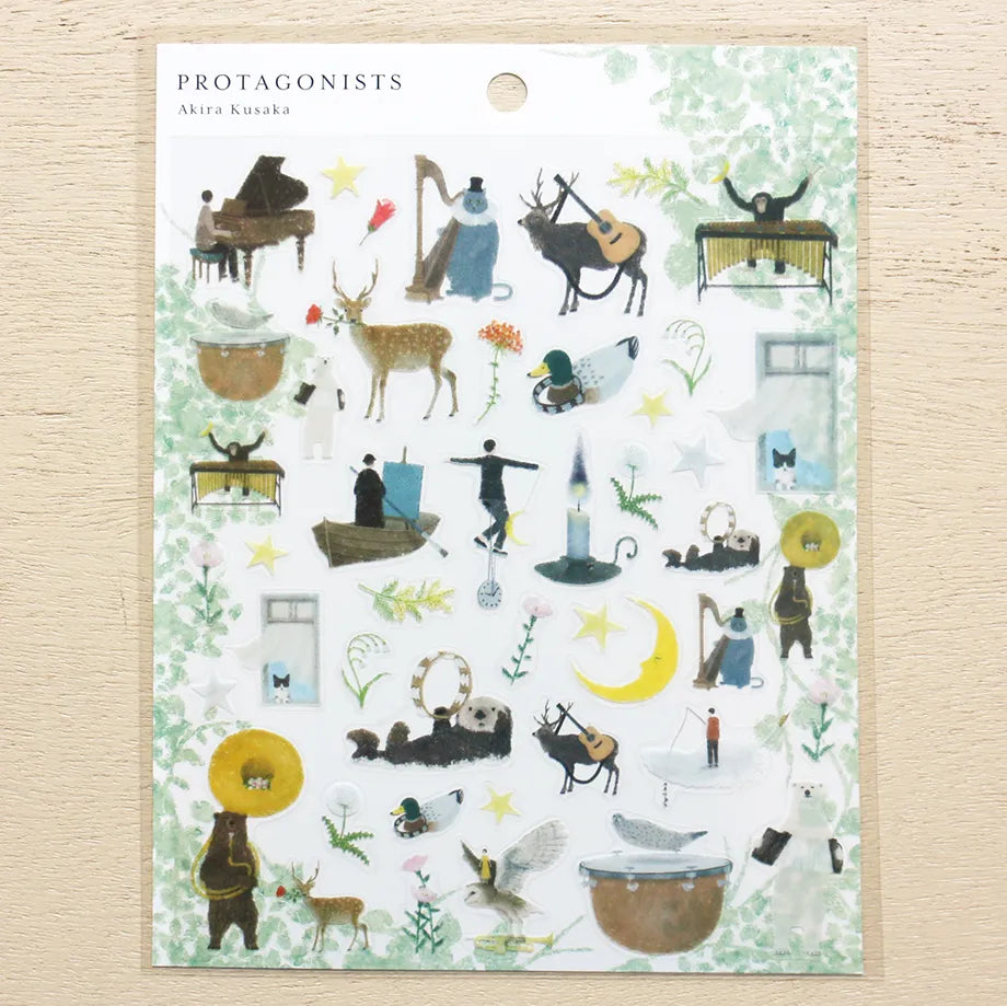 Stickers of illustrator Akira Kusaka. This sticker sheet is packed with beautiful drawings of animals playing instruments, perfect for any music lover.
Printed on PET material, the stickers have a smooth, durable finish that’s easy to peel and place - great for both everyday use and special projects.
✨ Product Details
Smooth, durable PET sticker material
Perfect for planners, journals, scrapbooking, and cardmaking
Backing Sheet Size: 141 × 188 mm
Sticker sheet size: 138 × 170 mm