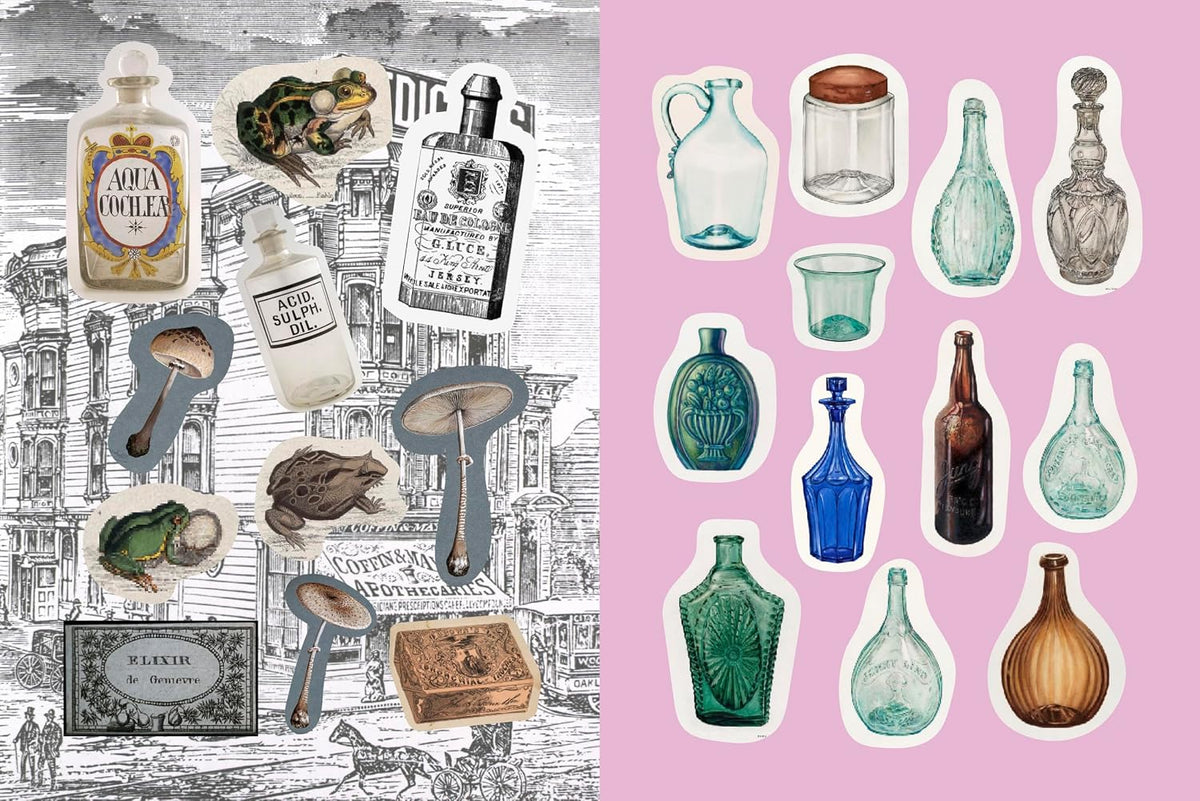Brew up a world of wonder! With 500+ stickers and 50+ coloring and activity pages, explore the shelves of an old-world apothecary filled with remedies, recipes, and rare treasures.
Apothecaries, Remedies & Rarities Sticker, Color & Activity Book includes everything you need to spark your inner herbalist. From vintage potion bottles and pressed flowers, to celestial diagrams and mysterious labels, its pages capture the timeless charm of plant-based traditions and old-world curiosity.
Inside, you’ll find: