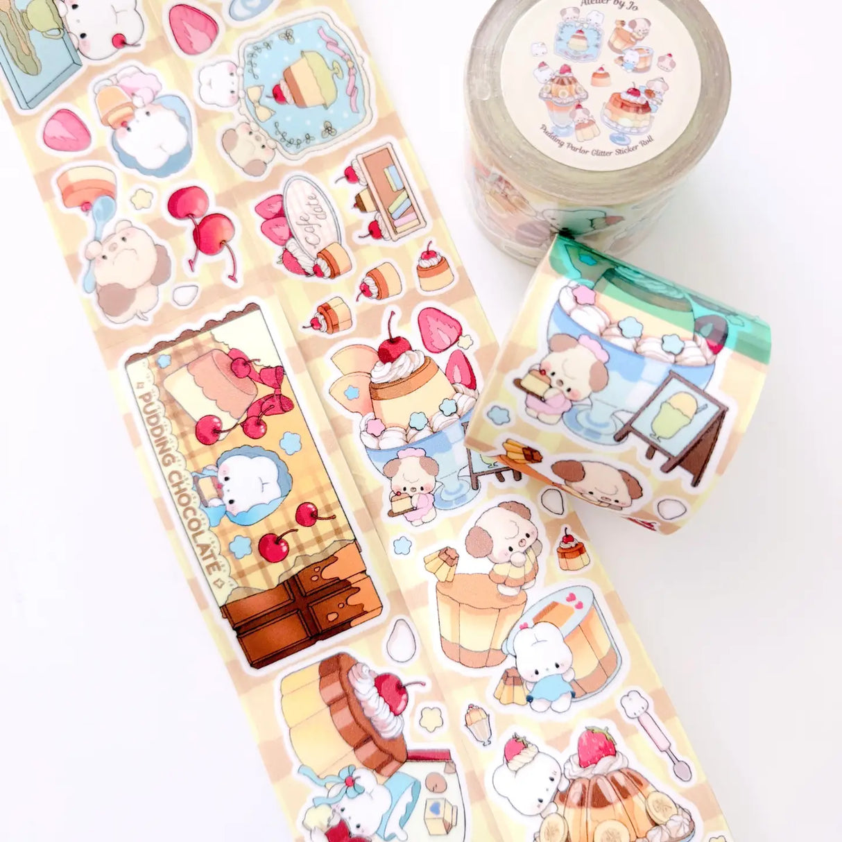 Decorate your journal spreads with this adorable kisscut sticker roll featuring a sparkling glitter texture lamination for an extra magical touch! Perfect for planners, scrapbooking, happy mail, and cozy stationery setups.
Product details:
50mm x 5m (repeat is 800mm)
Vinyl Matte with glitter sand lamination