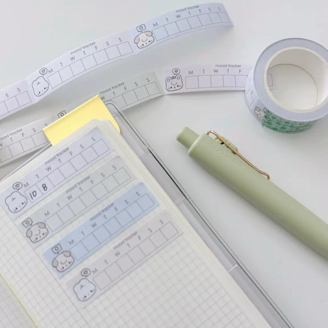 Track your days with this minimalist Mood Tracker Memo Tape designed for planners, journaling, and everyday reflection. The simple and functional layout makes it easy to record moods, habits, or daily feelings while keeping your spreads clean and organized.
Perfect for Hobonichi Weeks, planners, bullet journals, and notebooks, this compact design pairs beautifully with any stationery aesthetic.
˚ʚ♡ɞ˚ Product Specifications:
☆ Size: 15mm x 5m
☆ Mood tracker design
☆ Great for planners and journaling
☆ Mini