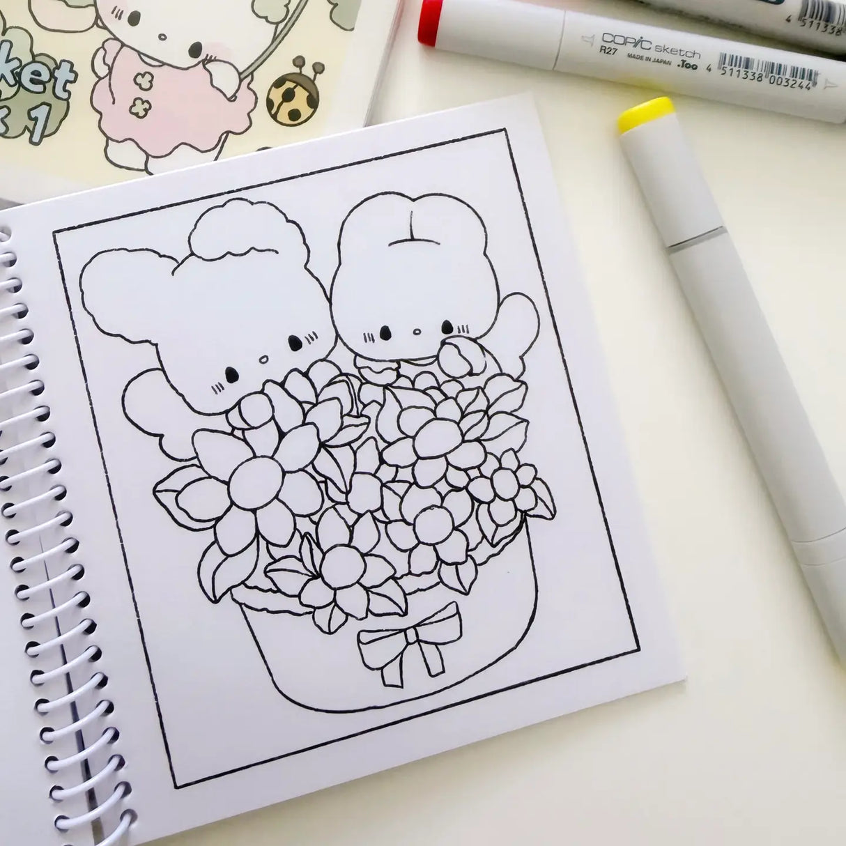 Cozy Creativity Anywhere with the Atelier by Jo Pocket Coloring Book! ✨
Bring Cotton and Pluto along on your everyday adventures with this adorable Pocket Coloring Book featuring simple and cozy Atelier by Jo character pages! Filled with 20 original illustrations in a compact 4 x 5 inch format, this spiral-bound mini coloring book is designed for relaxing, stress-free coloring anytime and anywhere.
Featuring sweet character moments, cute everyday scenes, and easy-to-color designs, this collection is perfe