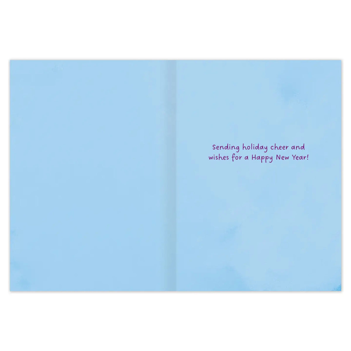 Inside Verse: Sending holiday cheer and wishes for a Happy New Year!
• Size: A6, 4.6" x 6.4"
• Pre-priced
• Paired with a Brown Kraft envelope
• Printed in the USA on high-quality recycled post-consumer waste paper
About the Artist: Joy Laforme is an artist and illustrator living in New Jersey. Working primarily in digital media, she is inspired most by color, light, and the tiny and beautiful details of everyday life.