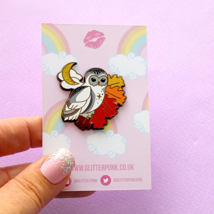 Pin de esmalte de búho otoñal: colección Autumn Fall