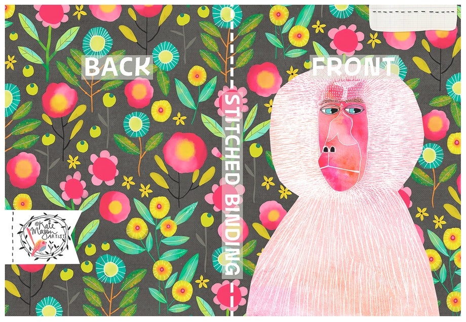 Cuaderno floral de babuino tamaño A5
