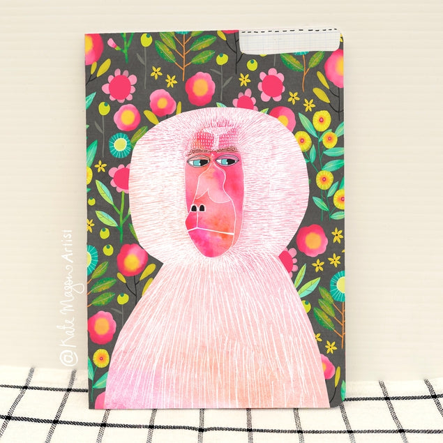 Cuaderno floral de babuino tamaño A5