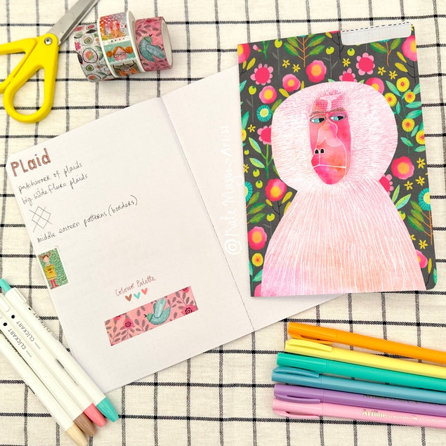 Cuaderno floral de babuino tamaño A5
