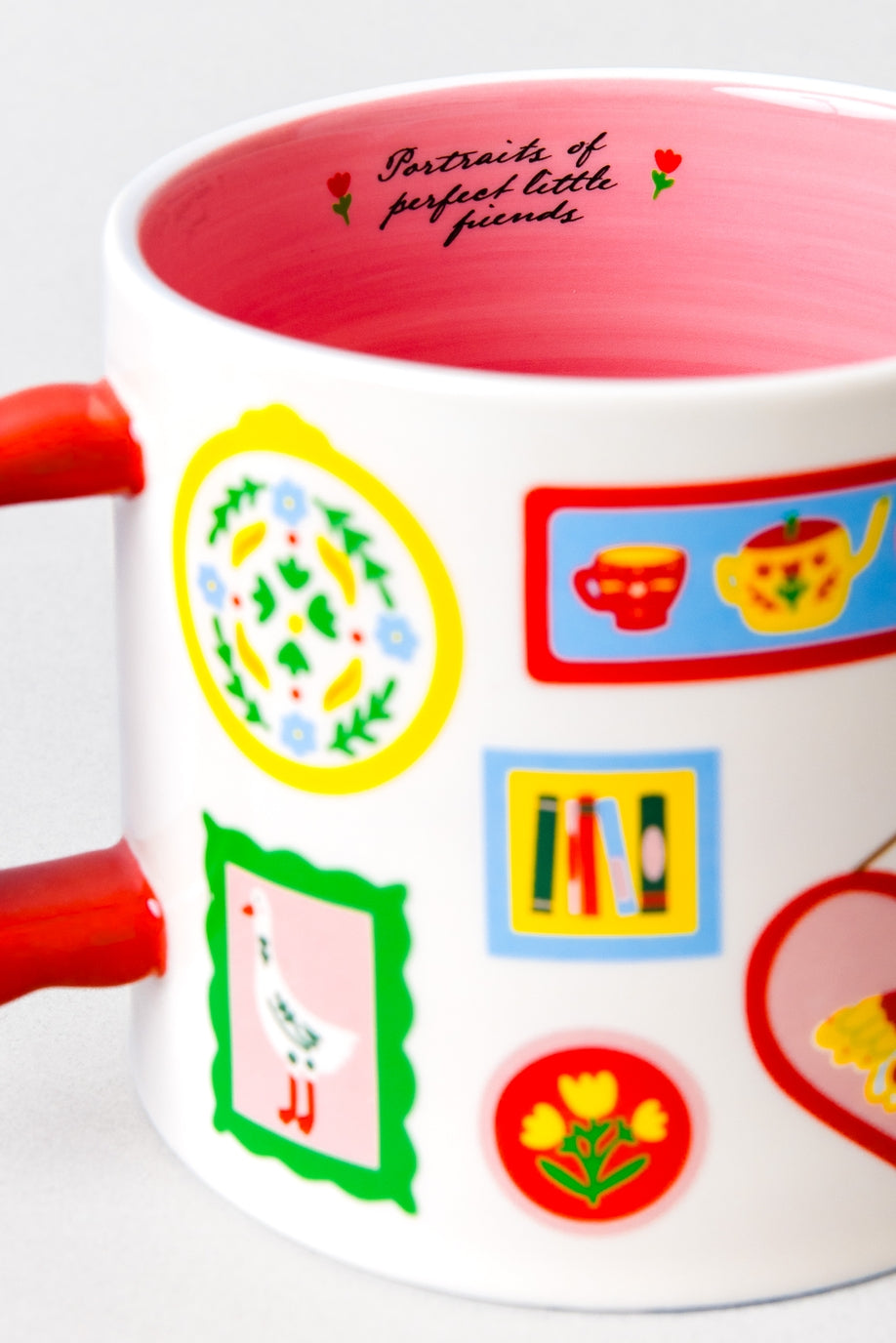 A cozy beverage! A whimsical gallery! Like the best Saturday ever, made into a mug. With real human designs and a fun frame-inspired handle, your morning cup of coffee will feel like a work of art. 