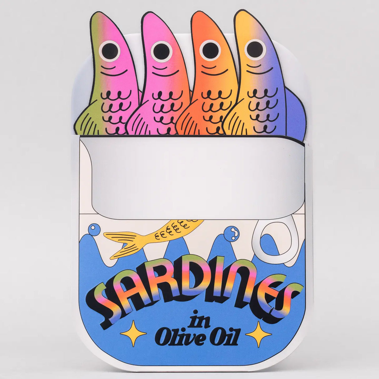 Something’s fishy about these sardines — wait a second! They’re actually a set of four bookmarks. Use them to mark your favorite pages or sneak them into your friends’ books.
The details-
Set of 4
