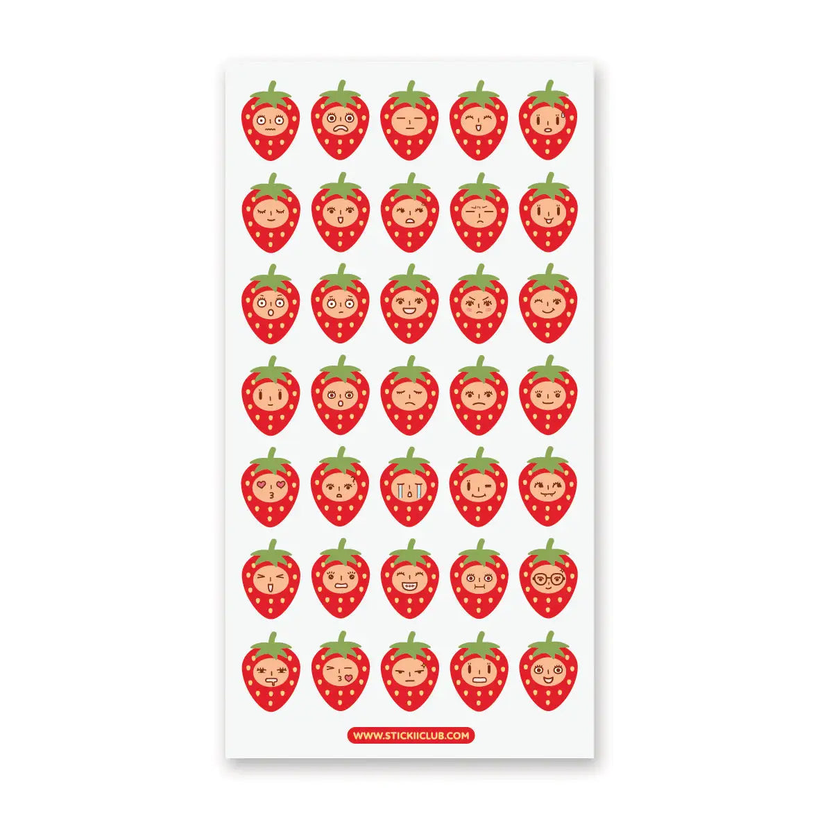 🍓😳 For every mood on the emotional fruit chart, this sheet has a strawberry to match. From shy smiles and dramatic tears to heart eyes, grumpy little faces, sleepy looks, and full-on tiny panic, each berry captures a very specific feeling in the cutest possible way. Perfect for planners, journals, mood trackers, or any day when only a little strawberry face can truly explain what’s going on.