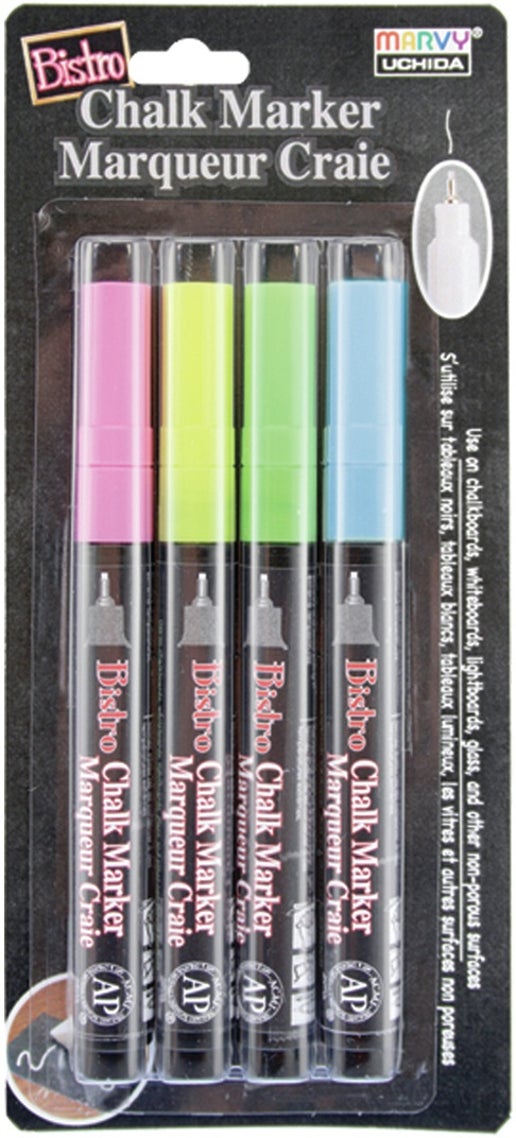Marvy Uchida Bistro Chalk Marker Extra Fine Point Set 4/Pkg