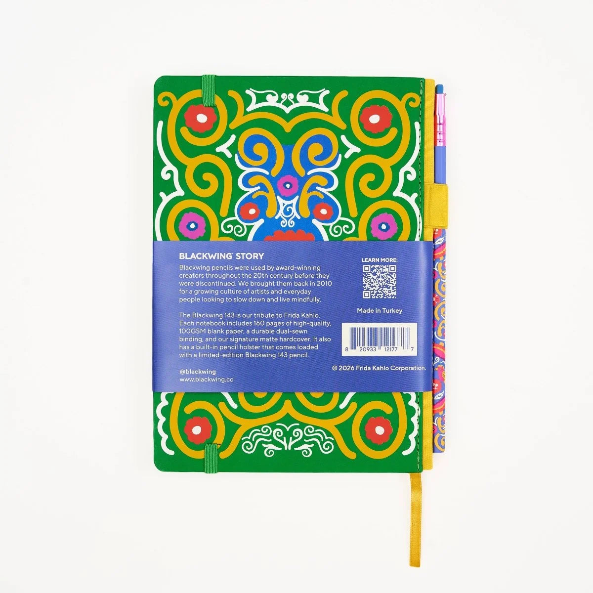 Volume 143 is our tribute to Frida Kahlo. The model number 143 is a nod to the 143 paintings commonly attributed to her over the course of her life.
This limited-edition Volume 143 Notebook features a cover design inspired by Frida's iconic imagery. Each limited-edition A5 (148 x 210 mm) medium notebook includes 160 pages of 100 GSM Blank paper, and a Vol. 143 pencil loaded in the pencil holster.
Limited-edition A5 medium notebook (148 x 210 mm)
160 pages of Blank paper
Includes Vol. 143 pencil
