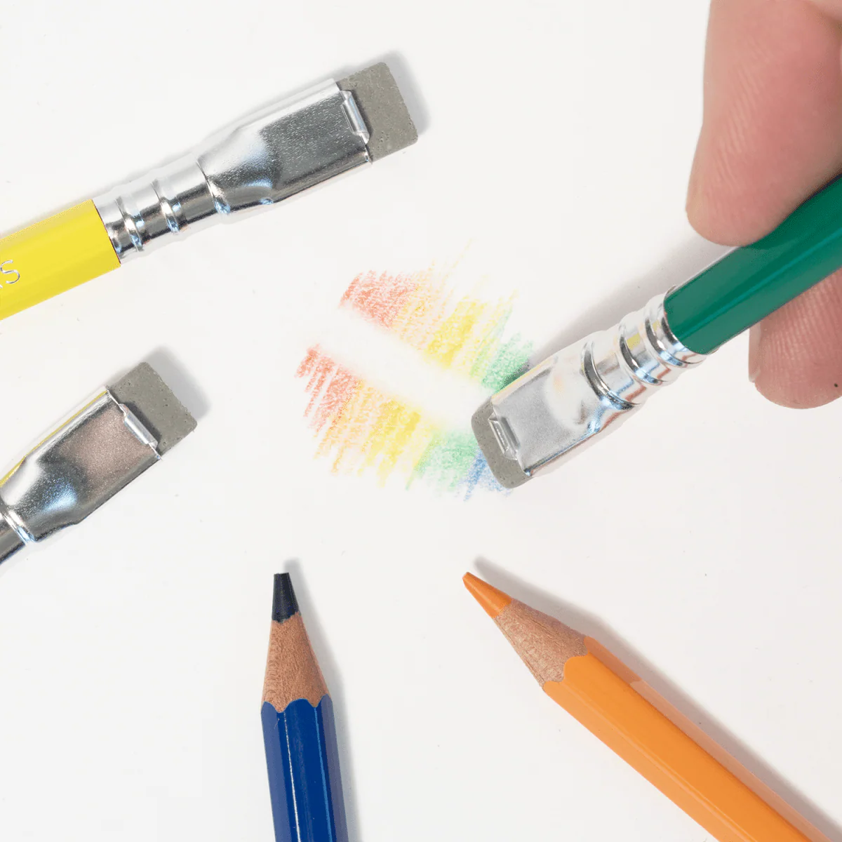 Blackwing Colors were designed specifically for coloring. Each pencil is made with Genuine Incense-cedar and includes a unique soft and smooth Japanese wax color core. Each pencil features the same semi-hexagonal barrel and iconic ferrule found in our graphite pencils. The design also features a special sand eraser with a semi-abrasive texture made specifically to erase colored pencils.
Each set includes 12 colors: Pink, Red, Yellow, Orange, Light Green, Green, Light Blue, Blue, Violet, Brown, Black, and S