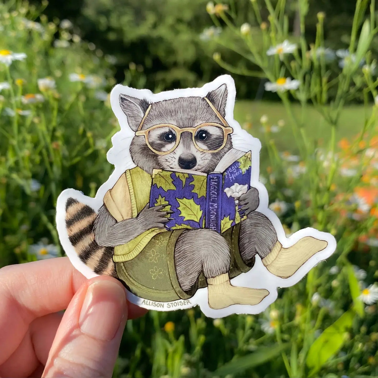 Allison Stoiser Art - Bookish Raccoon Vinyl Sticker