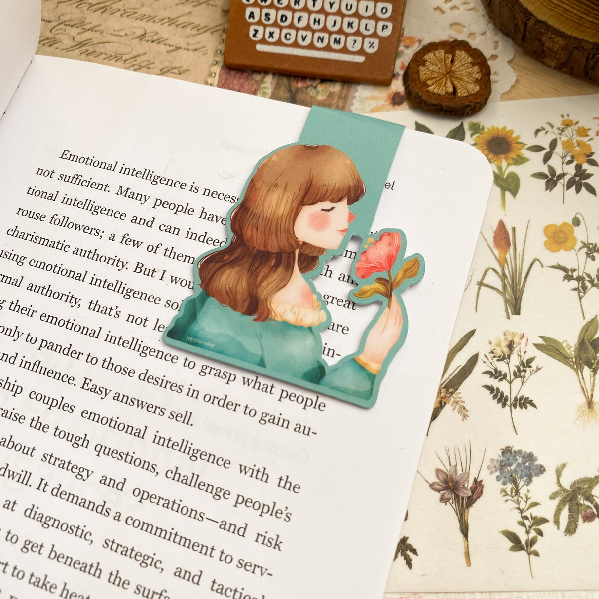 PaperaicaShop Spring Girl Magnetic Bookmark