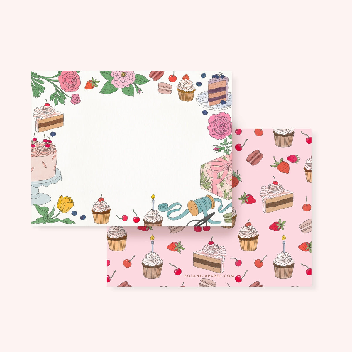 Botanica Paper Co. - Birthday Treats Notecards Set
A lovely illustrated writing set based on Oana Befort's watercolor and gouache illustrations.
