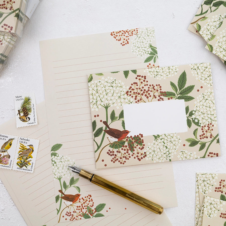 Letter Writing Set: 12 letter paper sheets + 6 envelopes
Printed full color on warm white paper