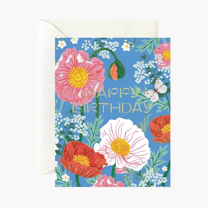 A lovely birthday card based on Oana Befort's hand-painted watercolor & gouache works.
~ A2 (4¼" x 5½") folded-card
~ Warm white heavy card stock, matte
~ Matte gold foil
~ Full color
~ Blank interior