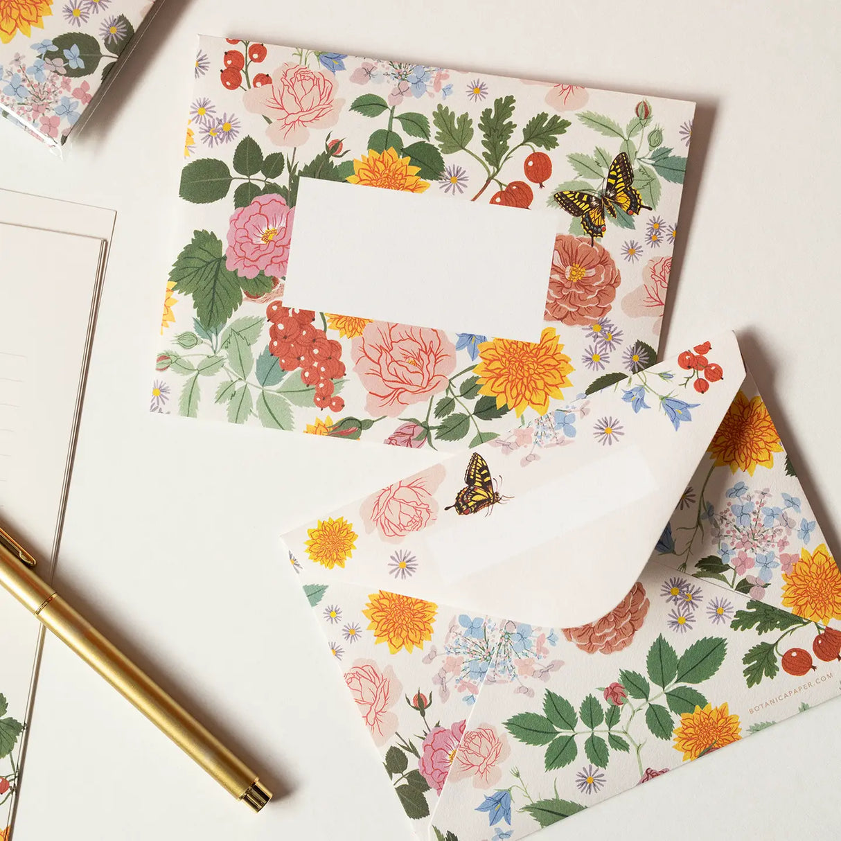 Botanica Paper Co. Letter Writing Set - Reverie
Letter Writing Set: 12 letter paper sheets + 6 envelopes
Printed full color on warm white paper
A2 ENVELOPES: Size 5.75” x 4.37“
LETTER WRITING SHEETS: Size 5.5” X 8.5”