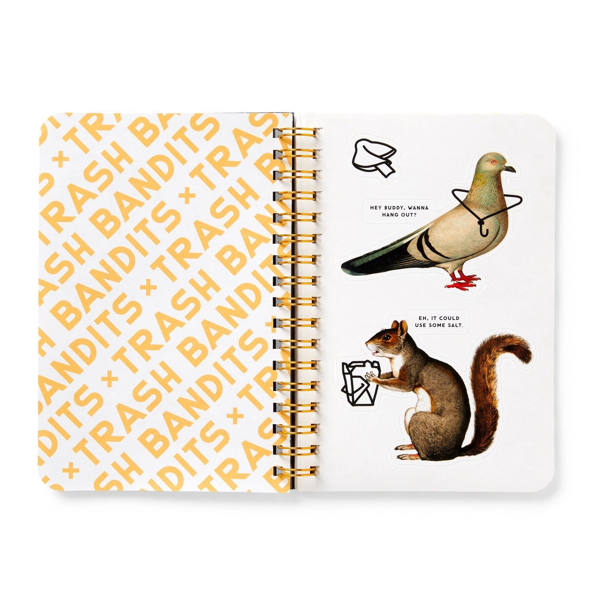 Dumpster chic meets unapologetic attitude in the Trash Bandits Sticker Book—a gloriously messy collection of oversized stickers featuring raccoons, possums, pigeons, and other urban icons with googly eyes and snarky commentary. Whether you're decorating your planner or marking your territory, these critters are here to add some trashy charm to your everyday life.
Inside, you’ll find 18 pages of trash animal stickers + 2 bonus pages of vintage-inspired puffy stickers, all packed with clever quips and chaoti