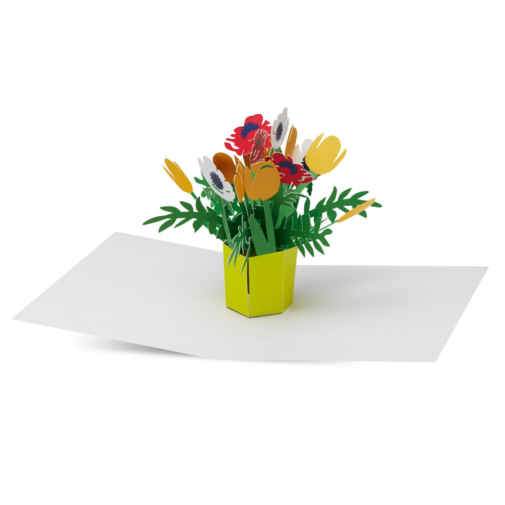 Tarjeta desplegable con ramo brillante