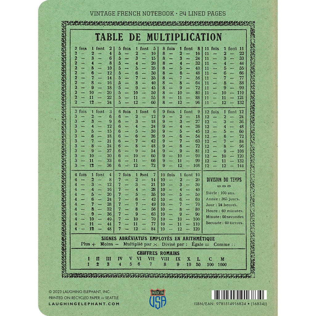 Cuaderno de notas en francés con diseño de mariposas