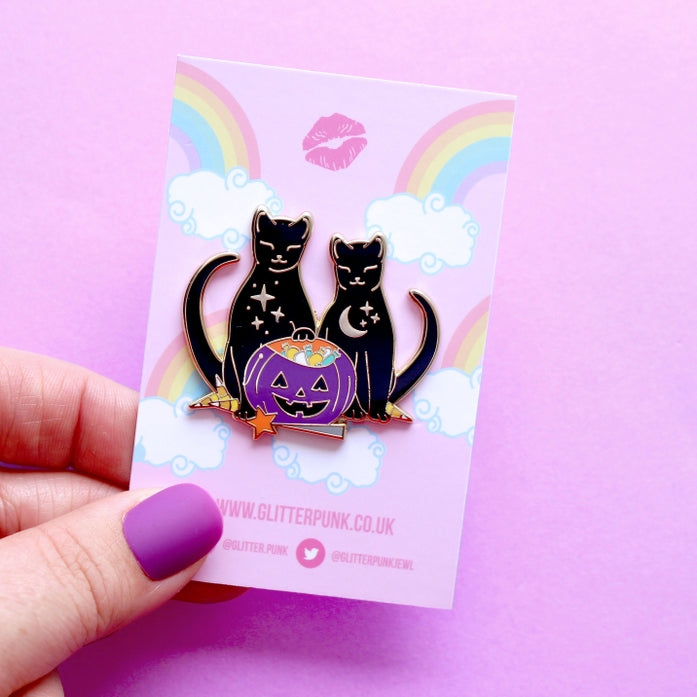 Pin de esmalte de gatos de caramelo: colección de Halloween
