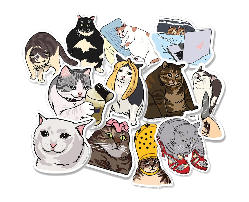 Pegatina con el meme del gato papa