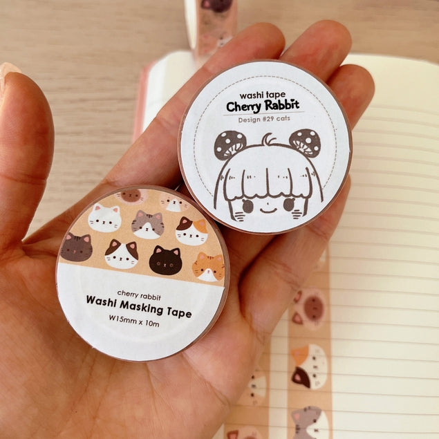 Cherry Rabbit Cat Heads Washi Tape