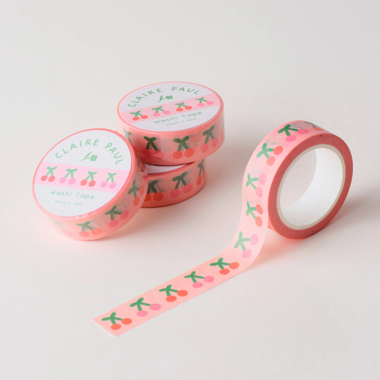Cute cherry washi tape in a pastel peach colour tone with a pink and red cherries pattern.
This paper tape is perfect for decorating your bullet journal and planners, scrapbooking & gift wrapping. It'll add some fun and colour to any surface and is easy to peel off.
10m x 15mm