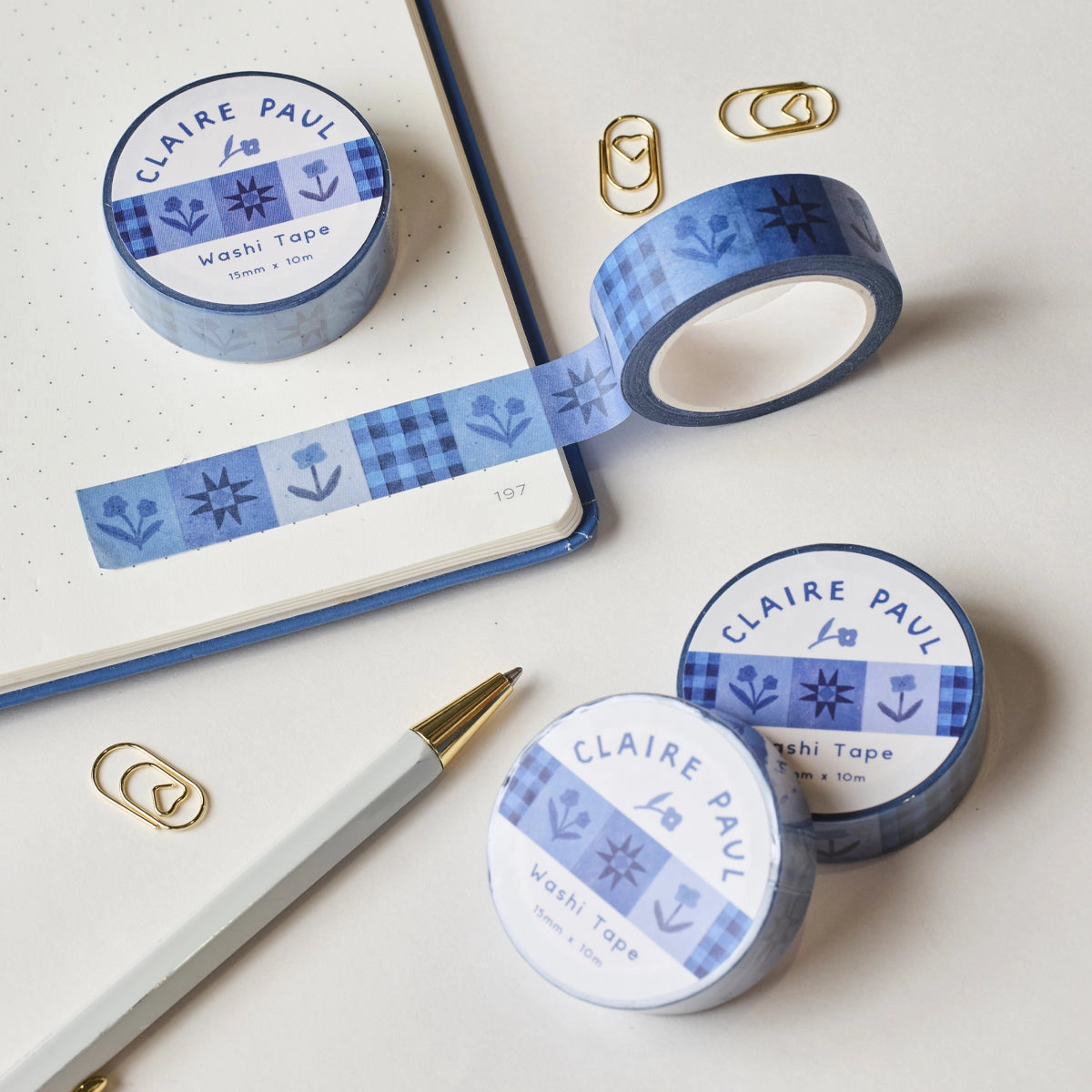 Claire Paul Washi Tape - Inky Floral
Washi tape in a blue inky floral patchwork pattern!
This paper masking tape is perfect for decorating your bullet journal and planners, scrapbooking & gift wrapping. It'll add some fun and colour to any surface and is easy to peel off.
10m x 15mm