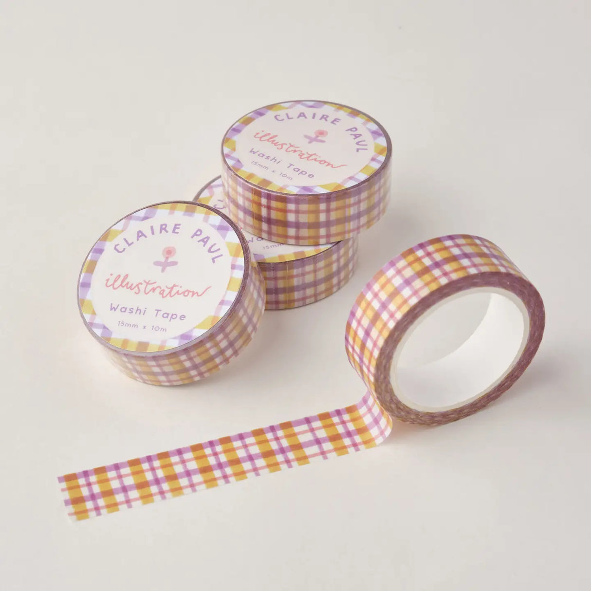 Claire Paul Washi Tape - Pastel Gingham
Pastel Gingham Pattern Washi tape.
This paper masking tape is perfect for decorating your bullet journal and planners, scrapbooking & gift wrapping. It'll add some fun and colour to any surface and is easy to peel off.
10m x 15mm