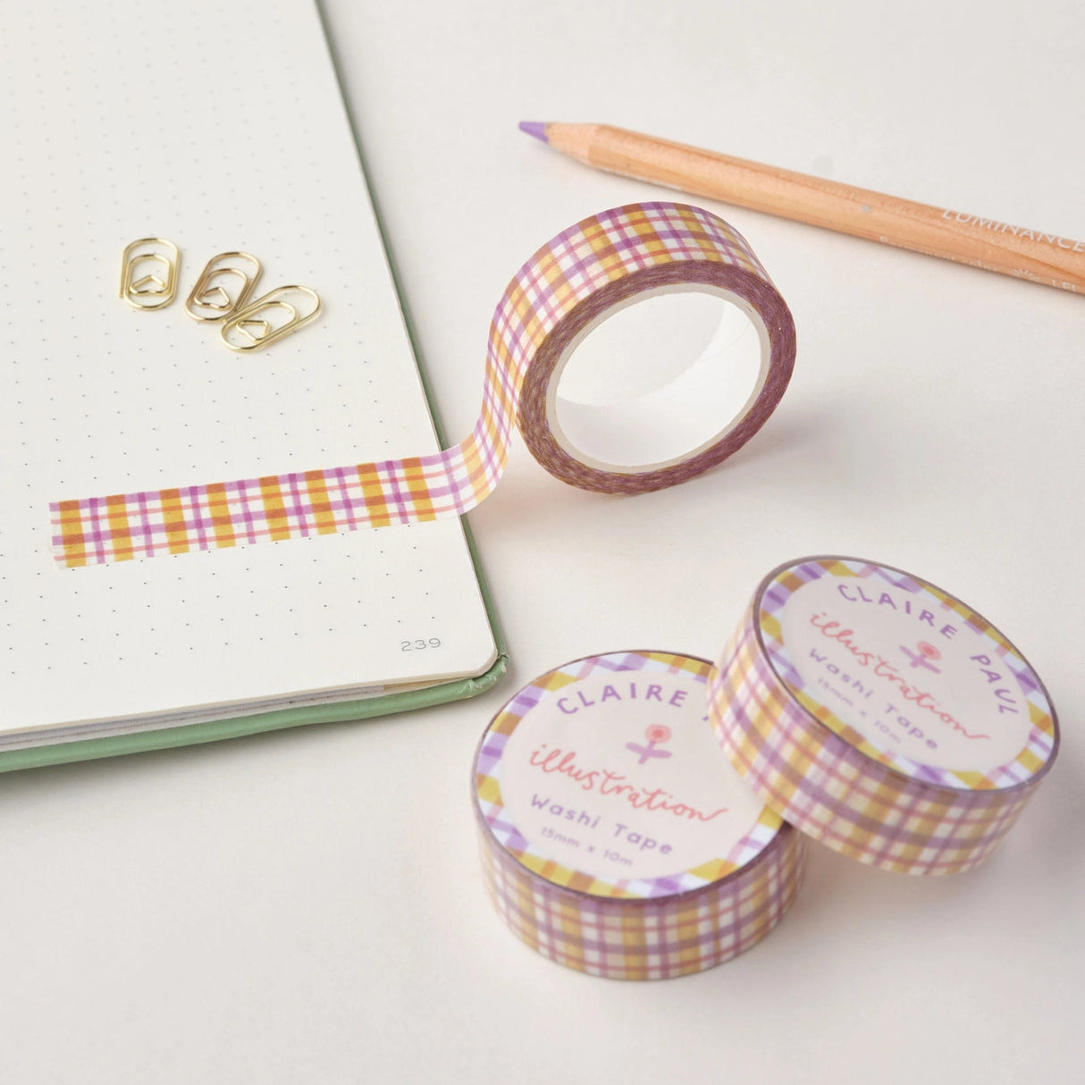 Claire Paul Washi Tape - Pastel Gingham
Pastel Gingham Pattern Washi tape.
This paper masking tape is perfect for decorating your bullet journal and planners, scrapbooking & gift wrapping. It'll add some fun and colour to any surface and is easy to peel off.
10m x 15mm