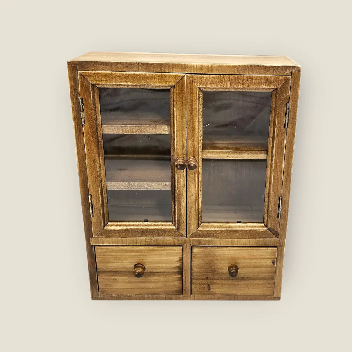 These wooden cabinets will add a beautiful decorative touch to your desk or creative space. They are also highly functional, with two drawers, and shelves of different heights. This product is handmade and an exclusive design of CoraCreaCrafts.
Important Note: This product includes the wooden cabinet only. Any decorative items on the inside are for display purposes only.
Size: 20 x 25 x 7.5cm