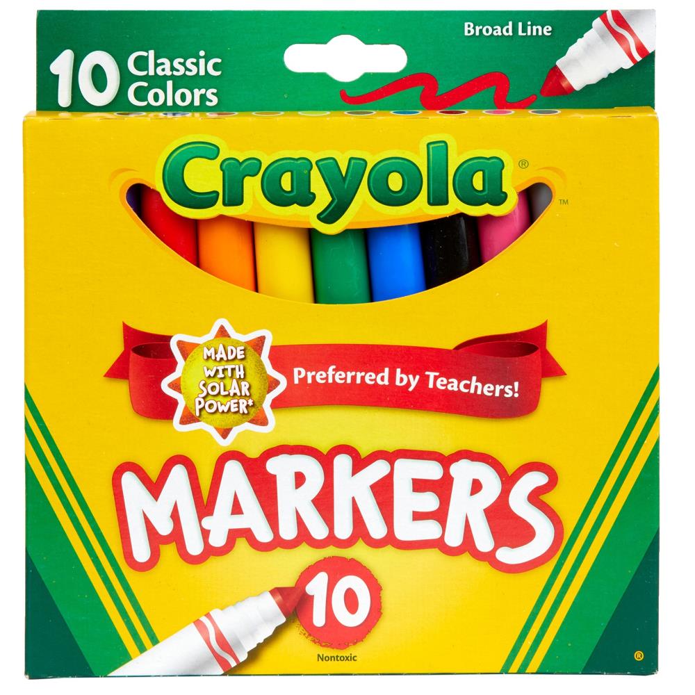Marcadores de trazo ancho Crayola, colores clásicos, paquete de 10