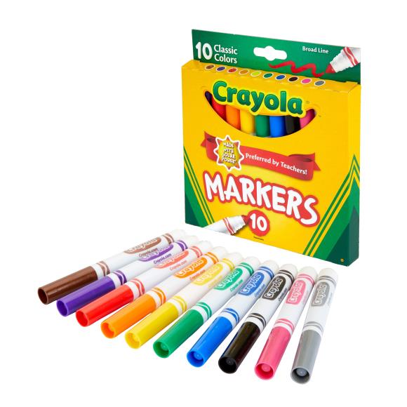 Marcadores de trazo ancho Crayola, colores clásicos, paquete de 10