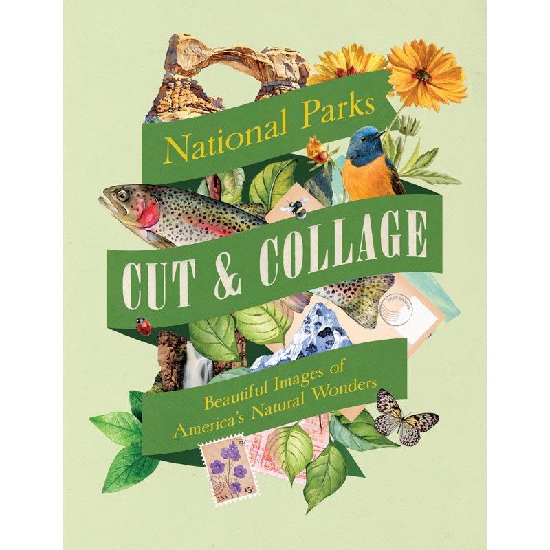 Cut & Collage National Parks invites you to cut out and piece together your own works of art inspired by the surreal beauty of America’s national parks.
Whether you’re creating collages, scrapbooks, or vision boards, let your creativity and imagination roam free as you bring America’s most beloved natural treasures to life. Immerse yourself in vibrant colors, intricate textures, and breathtaking vistas as you mix and match photographs and illustrations. From the towering cliffs of Yosemite to the other